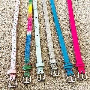 Target Girls Skinny Belts Size S Pink Blue Silver Rainbow Stars Colorful Lot 5x